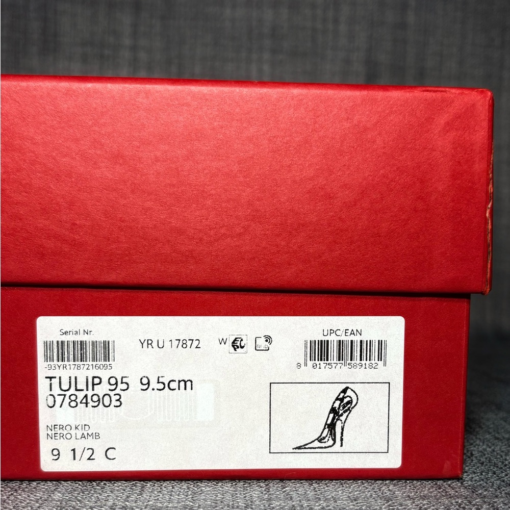 Ferragamo Tulip Pointed Toe Pump Black Leather Size 9.5 - Picture 8 of 8